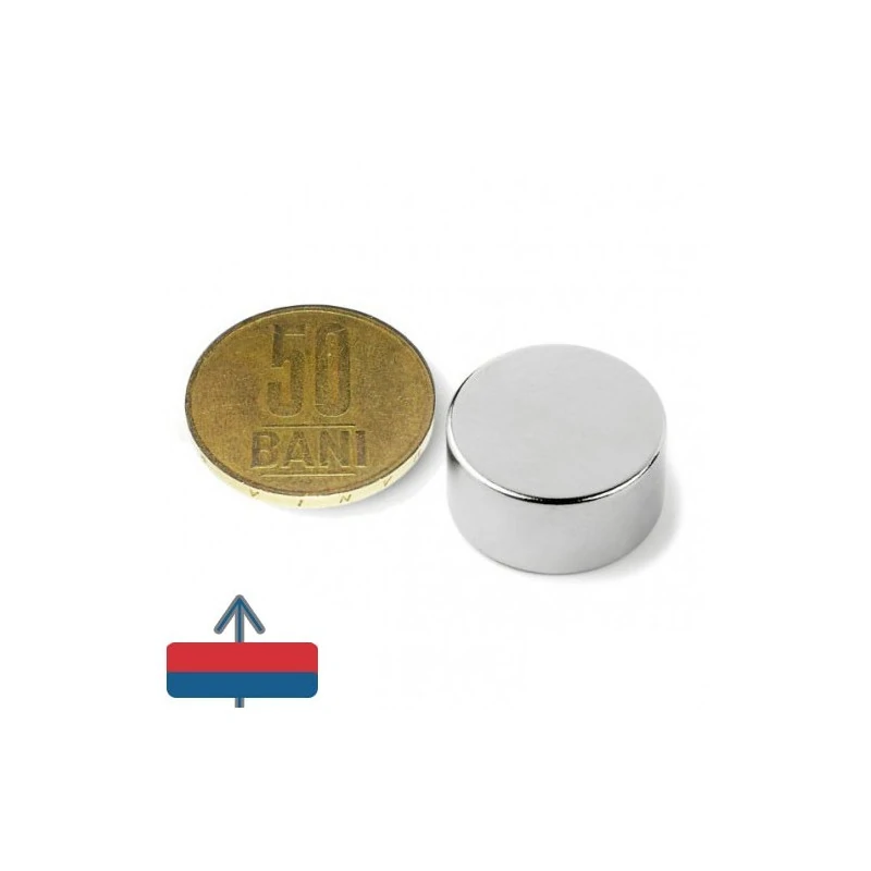 Magnet neodim disc 20 x 10 mm cu moneda de 50 bani