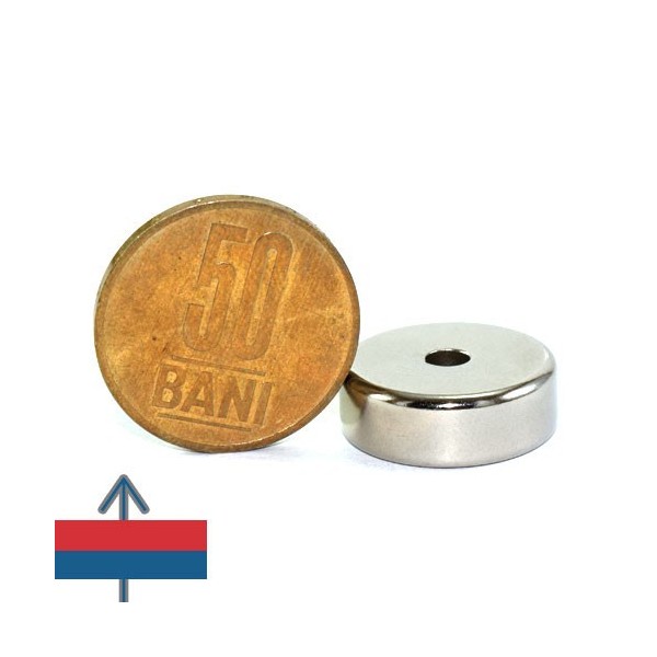 Magnet neodim inel 20 x 04 x 07 mm cu magnetizare 50 bani vertical