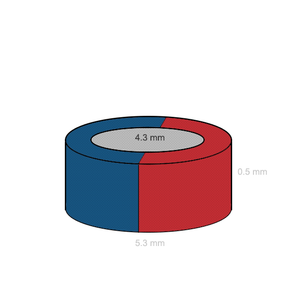Неодимов магнит пръстен 5.3 x 4.3 x 0.5 мм C