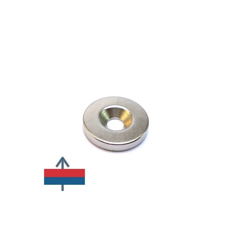 Magnet neodim inel D 20 mm - oală fără carcasă cu magnetizare