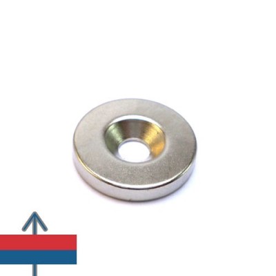 Magnet neodim inel D 20 mm - oală fără carcasă cu magnetizare