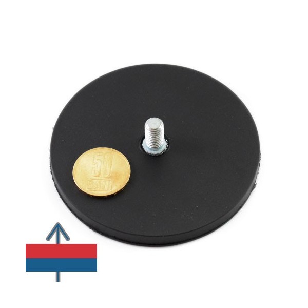 Magnet neodim oala D88 mm cauciucat filet exterior 1