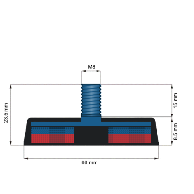 Magnet neodim oala D88mm cauciucat filet ext C
