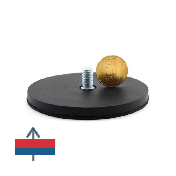 Неодимов магнит гумена купичка D88 мм с външна резба 2