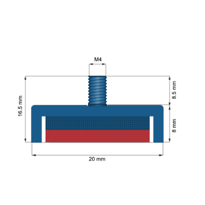 Magnet neodim oala D20 mm cu filet exterior C