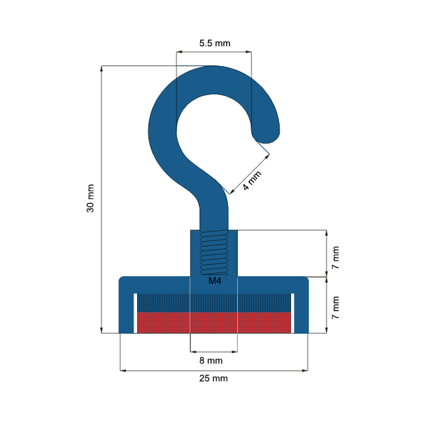 Magnet neodim oala D 25 mm carlig C