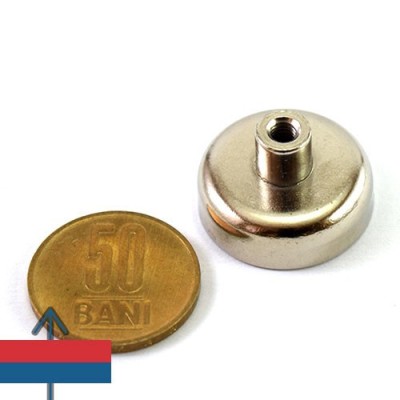 Magnet neodim oala D25 mm cu gat filetat 1