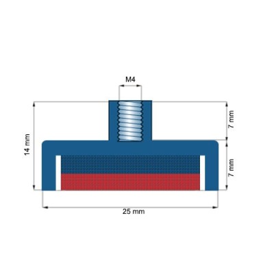 Magnet neodim oala D25 mm cu gat filetat