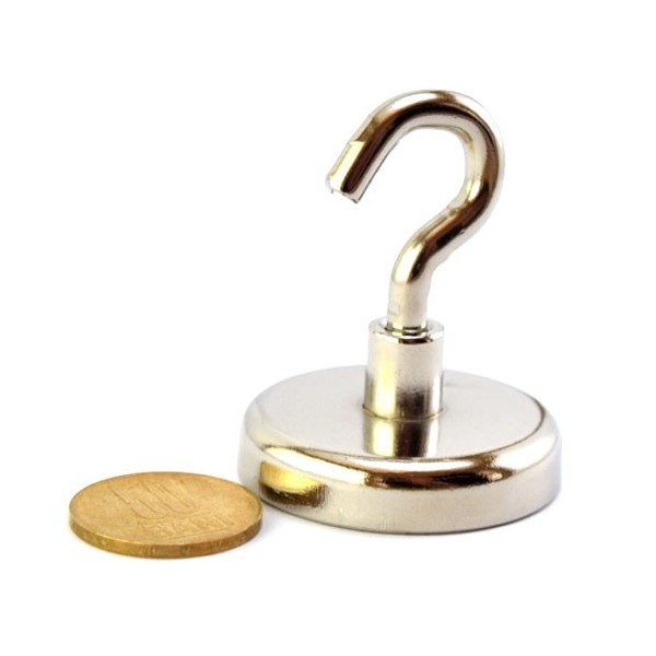 Magnet neodim oala D42 cârlig cu moneda 50 bani
