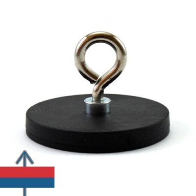 Magnet neodim oala D43 mm cauciucat cu carlig inelar 3