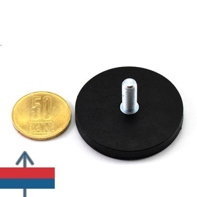 Magnet neodim oala D43 mm cauciucat cu filet exterior 1