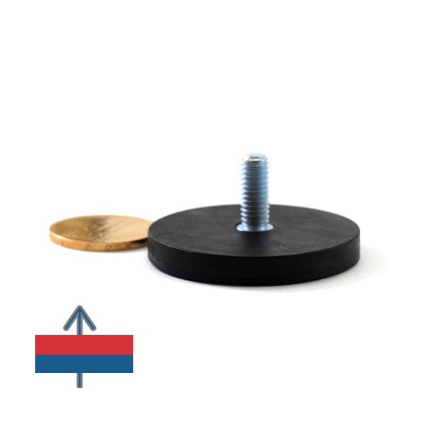 Magnet neodim oala D43 mm cauciucat cu filet exterior 2