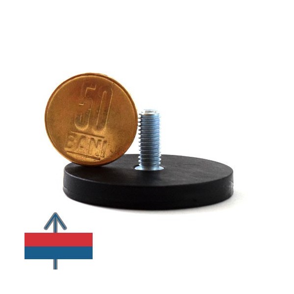 Magnet neodim oala D43 mm cauciucat cu filet exterior 3
