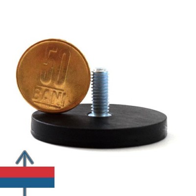 Magnet neodim oala D43 mm cauciucat cu filet exterior 3