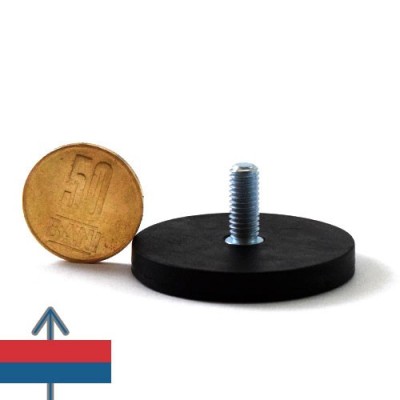 Magnet neodim oala D43 mm cauciucat cu filet exterior 4