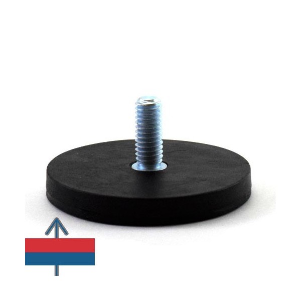 Magnet neodim oala D43 mm cauciucat cu filet exterior 5