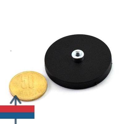 Magnet neodim oala D43 mm cauciucat cu gat filet interior 1