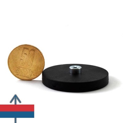 Magnet neodim oala D43 mm cauciucat cu gat filet interior 2