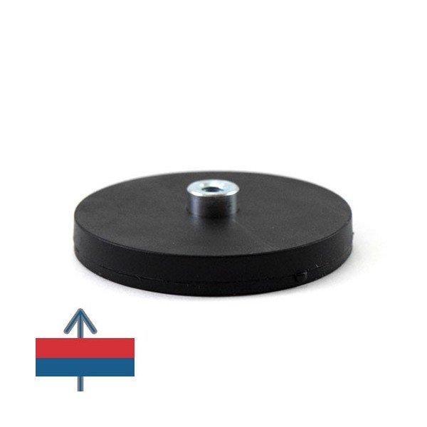 Неодимов магнит тенджера Ø43 мм с каучуково покритие и вътрешна резба на шийката 4