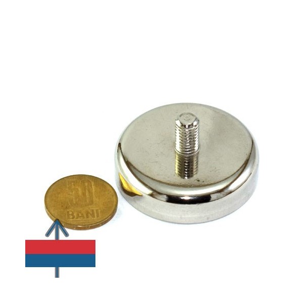 Неодимов магнит тенджера Ø48 мм с външна резба 1