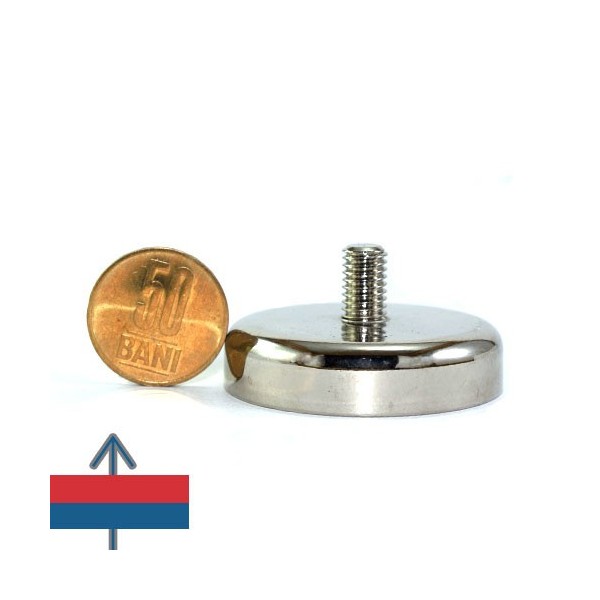 Неодимов магнит тенджера Ø48 мм с външна резба 2