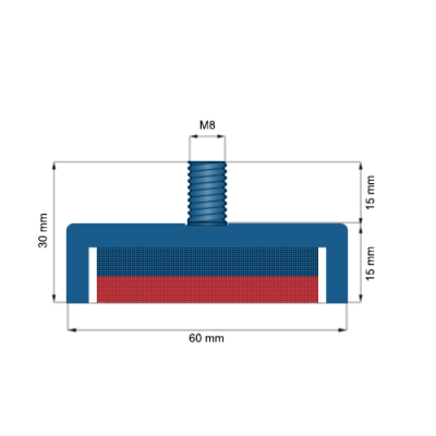Magnet neodim oala D60 mm cu filet exterior C
