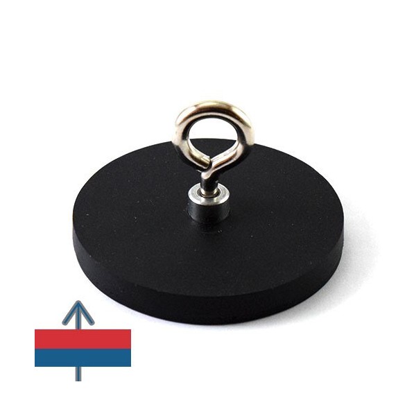 Magnet neodim oala D66 mm cauciucat cu carlig inelar 4