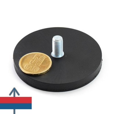 Magnet neodim oala D66 mm cauciucat cu filet exterior 1