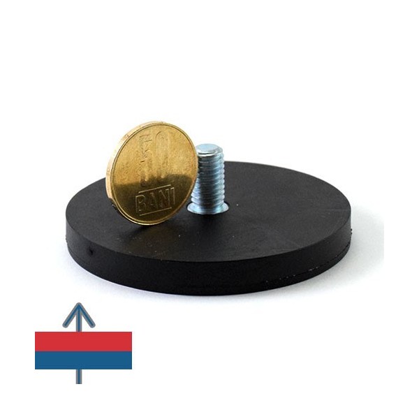 Неодимов магнит тенджера Ø66 мм с каучуково покритие и външна резба 3