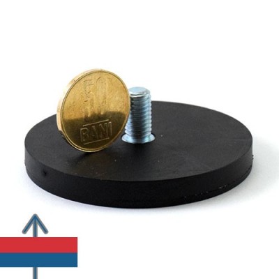 Magnet neodim oala D66 mm cauciucat cu filet exterior 3