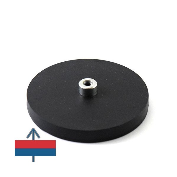 Magnet neodim oala D66 mm cauciucat gat filetat interior 3