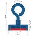 Неодимов магнит тенджера Ø75 мм с пръстеновиден кука с маншет – схема