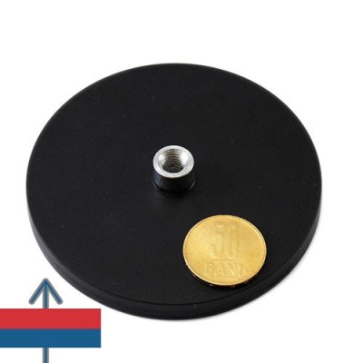 Magnet neodim oala D88 mm cauciucat gat filet interior 1