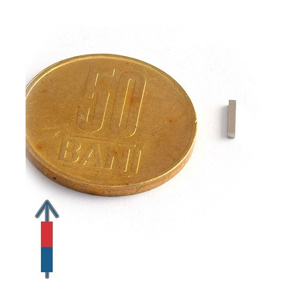 Magnet neodim bloc 1 x 1 x 6 mm - N42 cu magnetizare