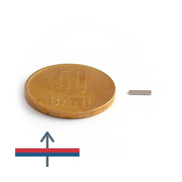 Magnet neodim bloc 5,85 x 1,5 x 0,45 mm - N48H cu magnetizare