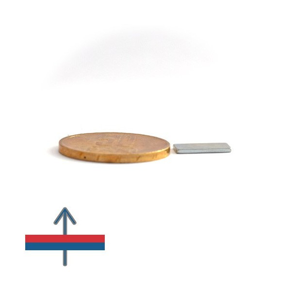 Неодимов магнит блок 12 x 6 x 1 мм - N38 - Zn с намагнитване