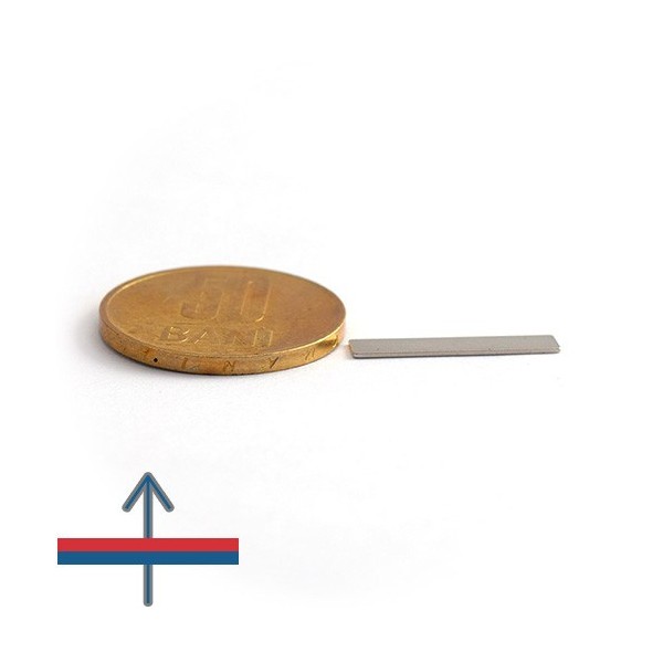 Неодимов магнит блок 20 x 4 x 0,5 мм - N35 с намагнитване