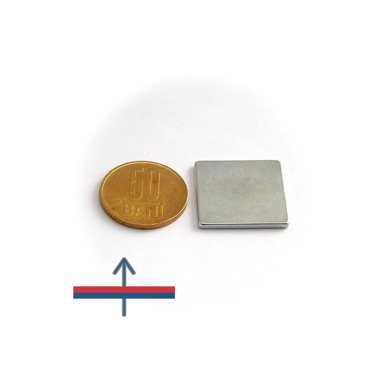 Magnet neodim bloc 24 x 24 x 2 mm - N38H cu magnetizare