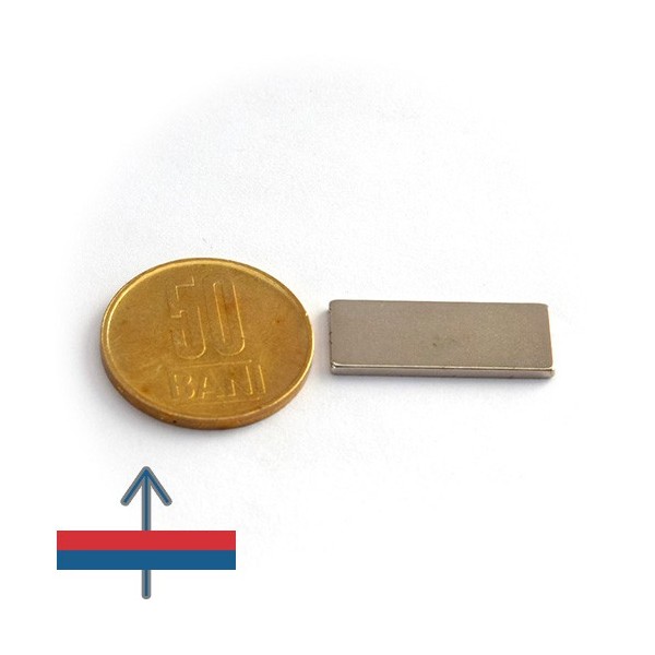 Неодимов магнит блок 25 x 10 x 1,5 мм - N42 с намагнитване
