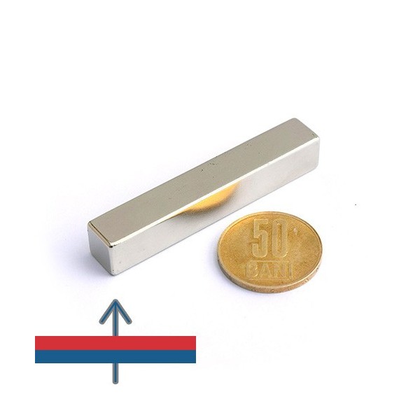 Magnet neodim bloc 60 x 10 x 10 mm - N45 cu magnetizare proportional