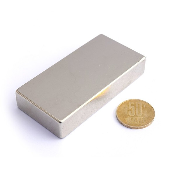 Неодимов магнит блок 80 x 40 x 15 мм хоризонтален