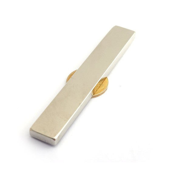 Неодимов магнит блок 100 x 15 x 5 мм - N45 върху монета