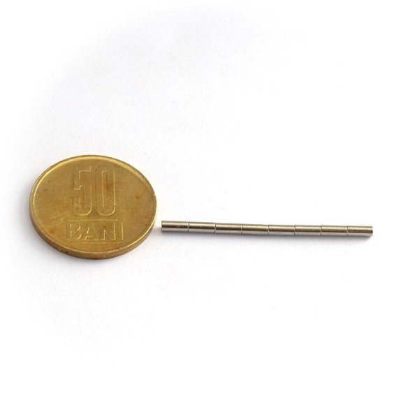 Неодимов магнит цилиндър 2 x 5 мм - N50 комплект, предполагащ намагнитване