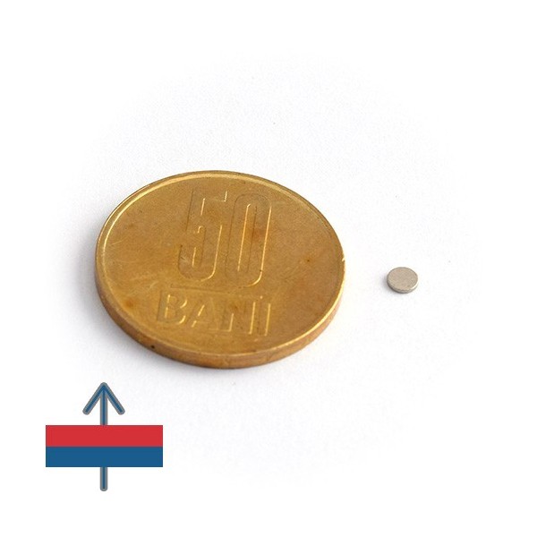 Magnet neodim disc 3 x 0,5 mm - N42 cu magnetizare