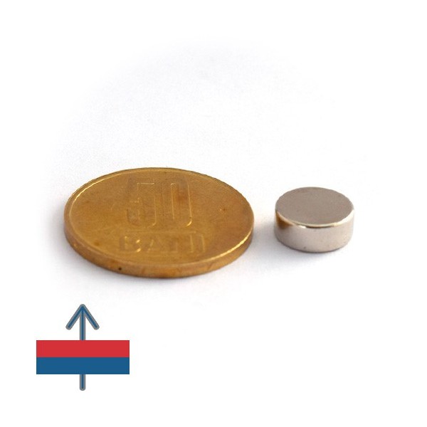 Неодимов магнит диск 10 x 4 мм - N48 с намагнитване