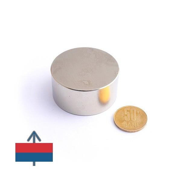 Неодимов магнит диск 50 x 25 мм - N45 с пропорционално намагнитване