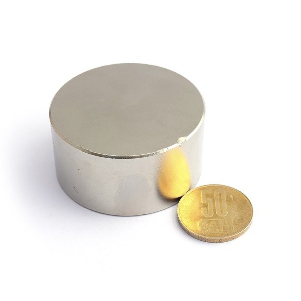 Неодимов магнит диск 50 x 25 мм - N45 с монета