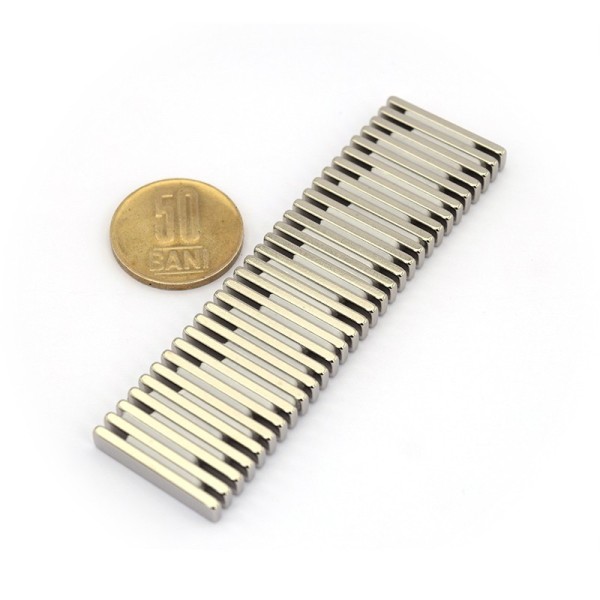 Неодимов магнит блок 25 x 5 x 2 NiCuNi N45SH комплект - магнитизацията е установена