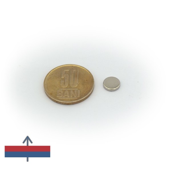 Неодимов магнит диск 8 x 1,5 мм с намагнитване