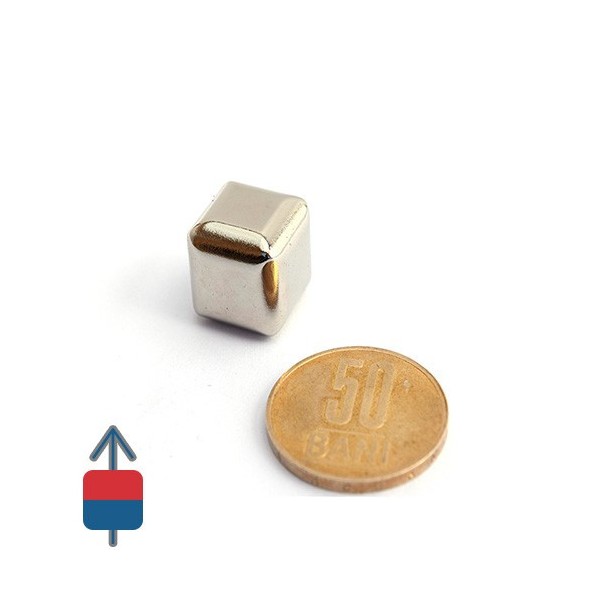 Magnet neodim cub 15 mm - r4 cu magnetizare